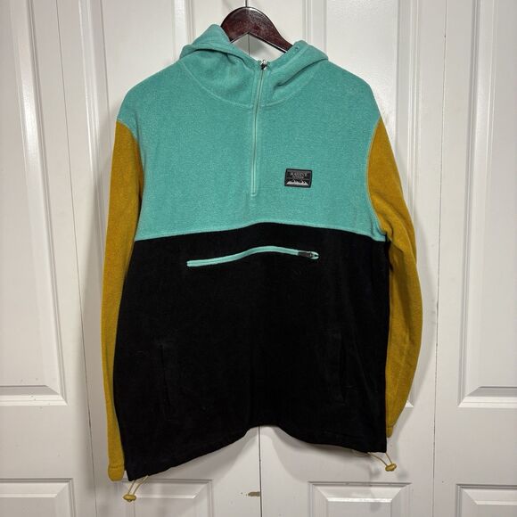 Massive Outdoor Hoodie Men L Colorblock Fleece Retro Y2K Streetwear Cozy - Picture 1 of 8